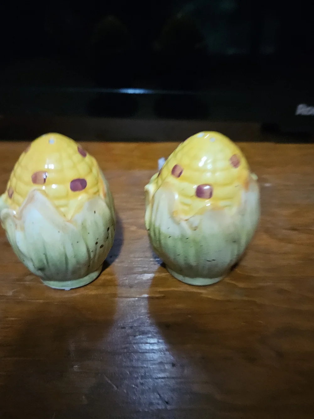 Ceramic Corn Husk Salt and Pepper Shakers - Yellow and Green